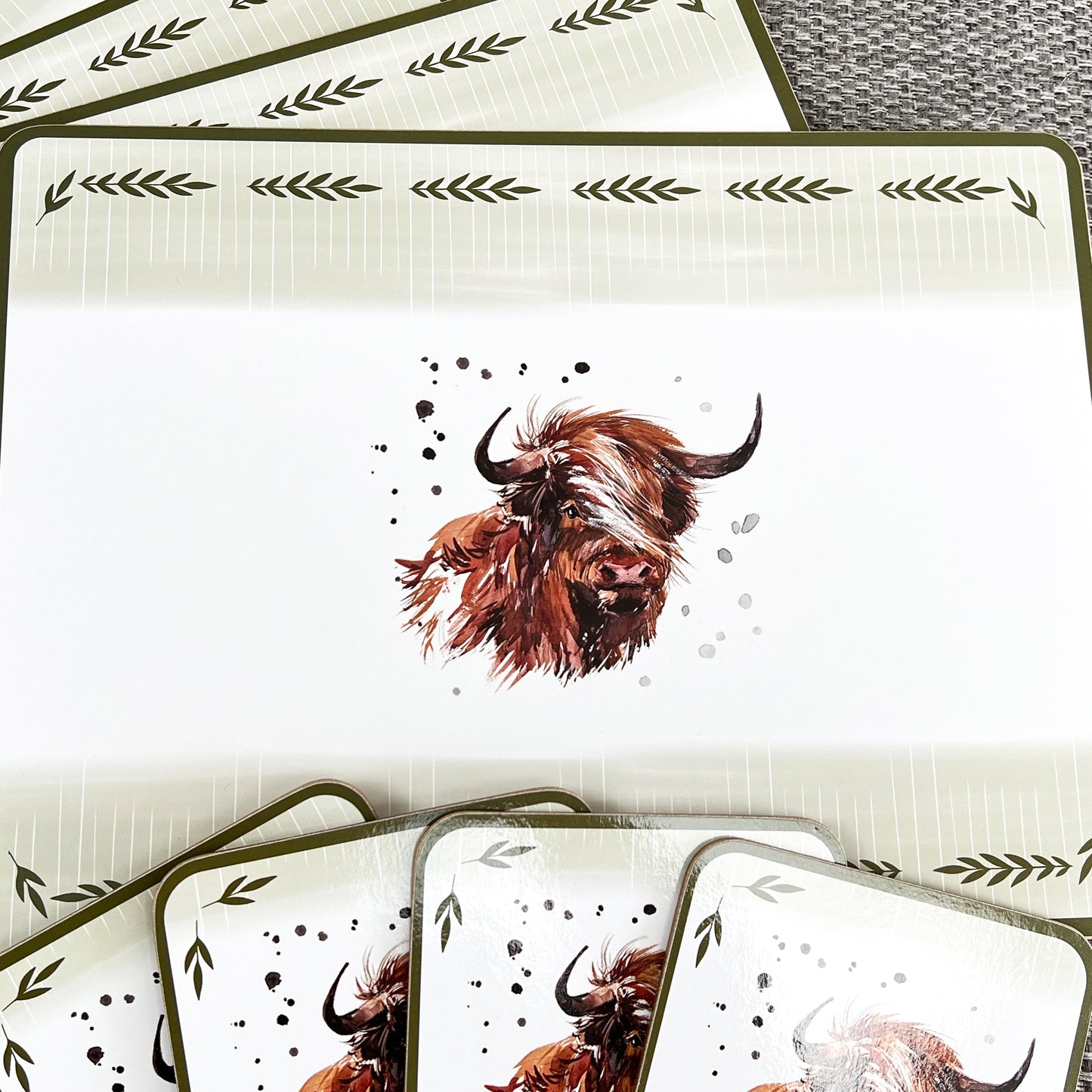 Placemats and Coasters Set of 4 - Highland Cow