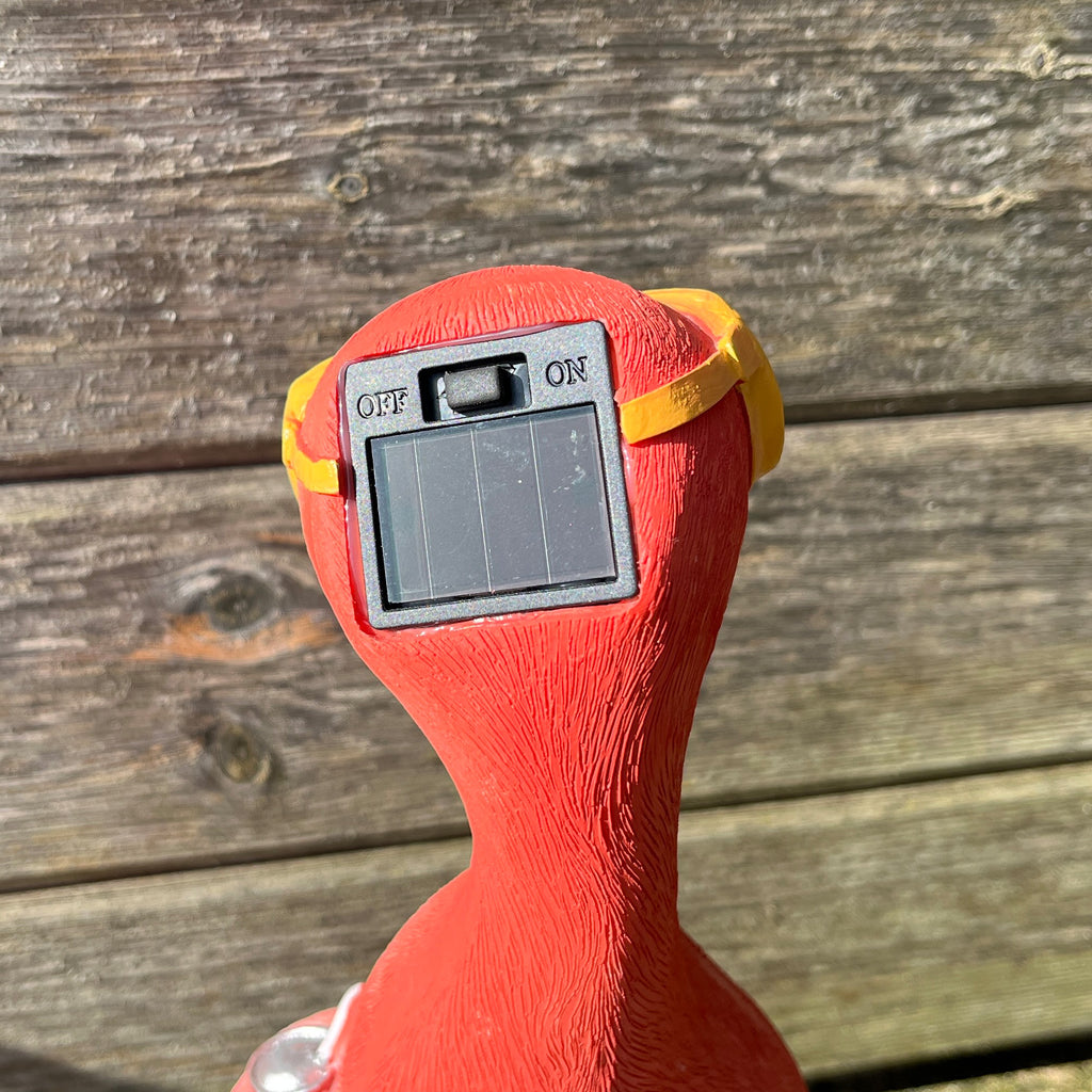 34cm Beach Ready Flamingo Garden Ornament with Light Up Eyes - Resin