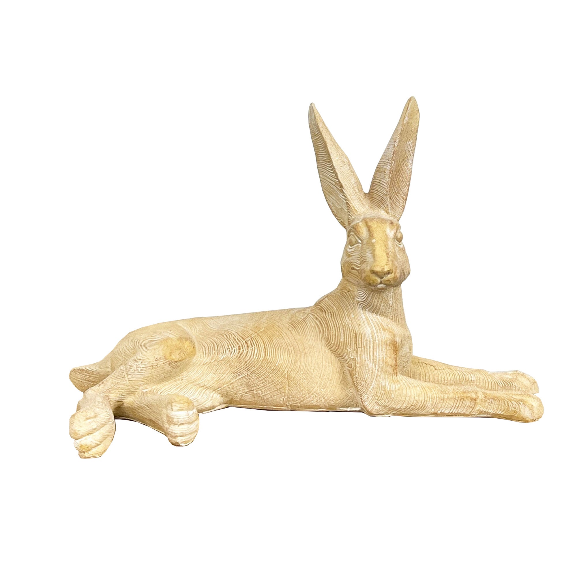25.5cm Wood Effect Resin Laying Hare Ornament