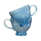 Set of 2 Vintage Style Glass Mugs – Blue