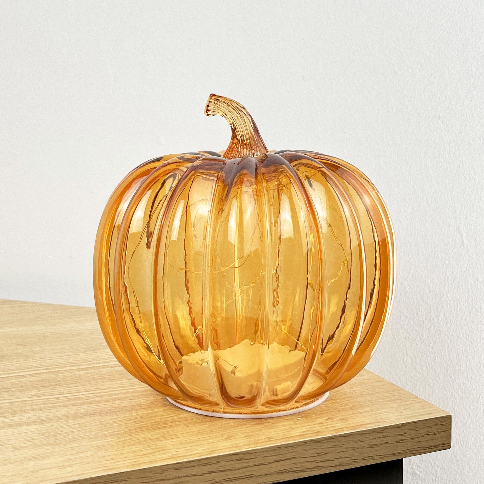16cm Orange Glass Apple Ornament / LED Mood Light