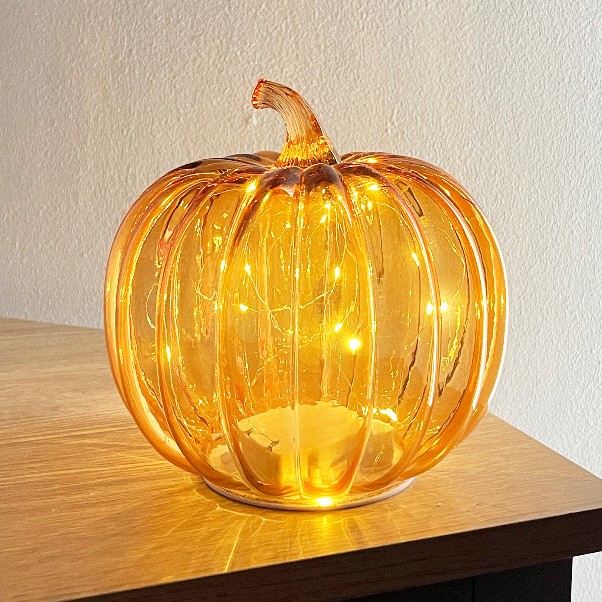 16cm Orange Glass Apple Ornament / LED Mood Light