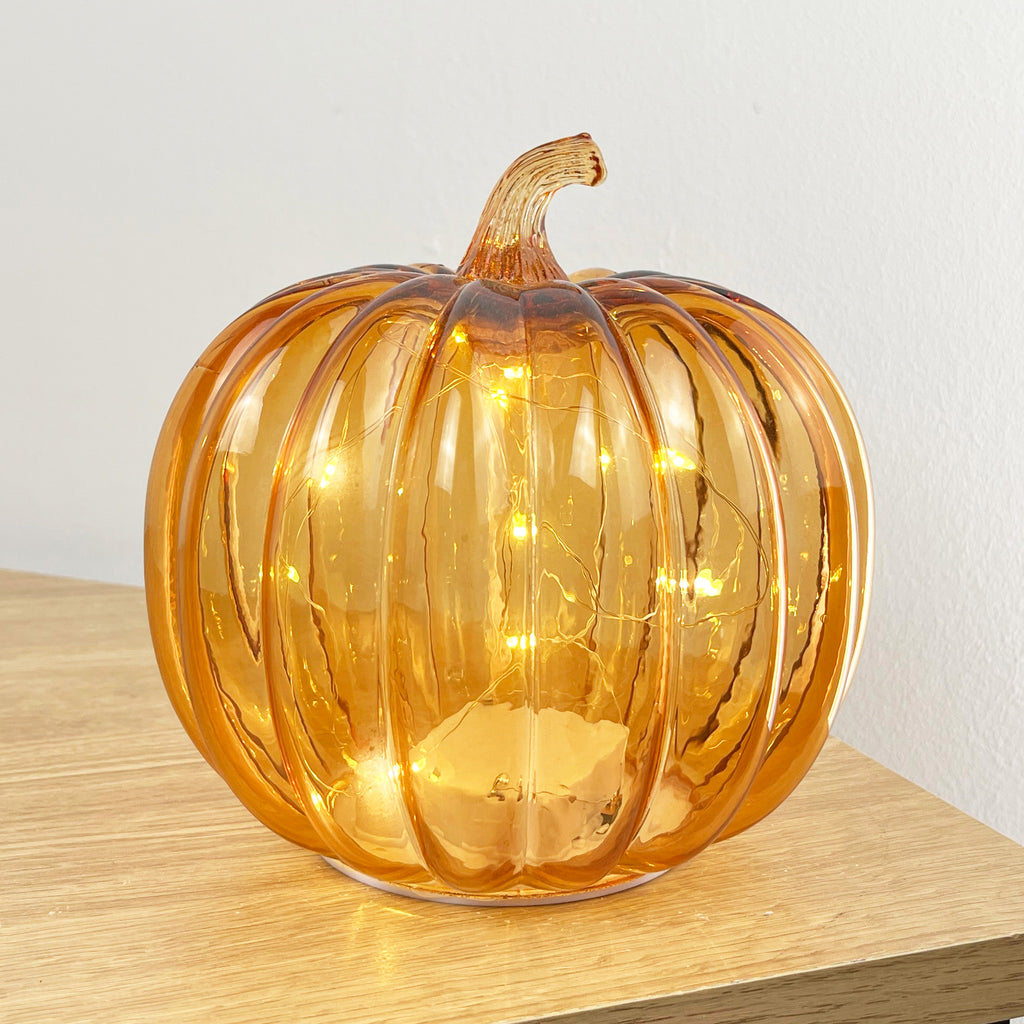 16cm Orange Glass Apple Ornament / LED Mood Light