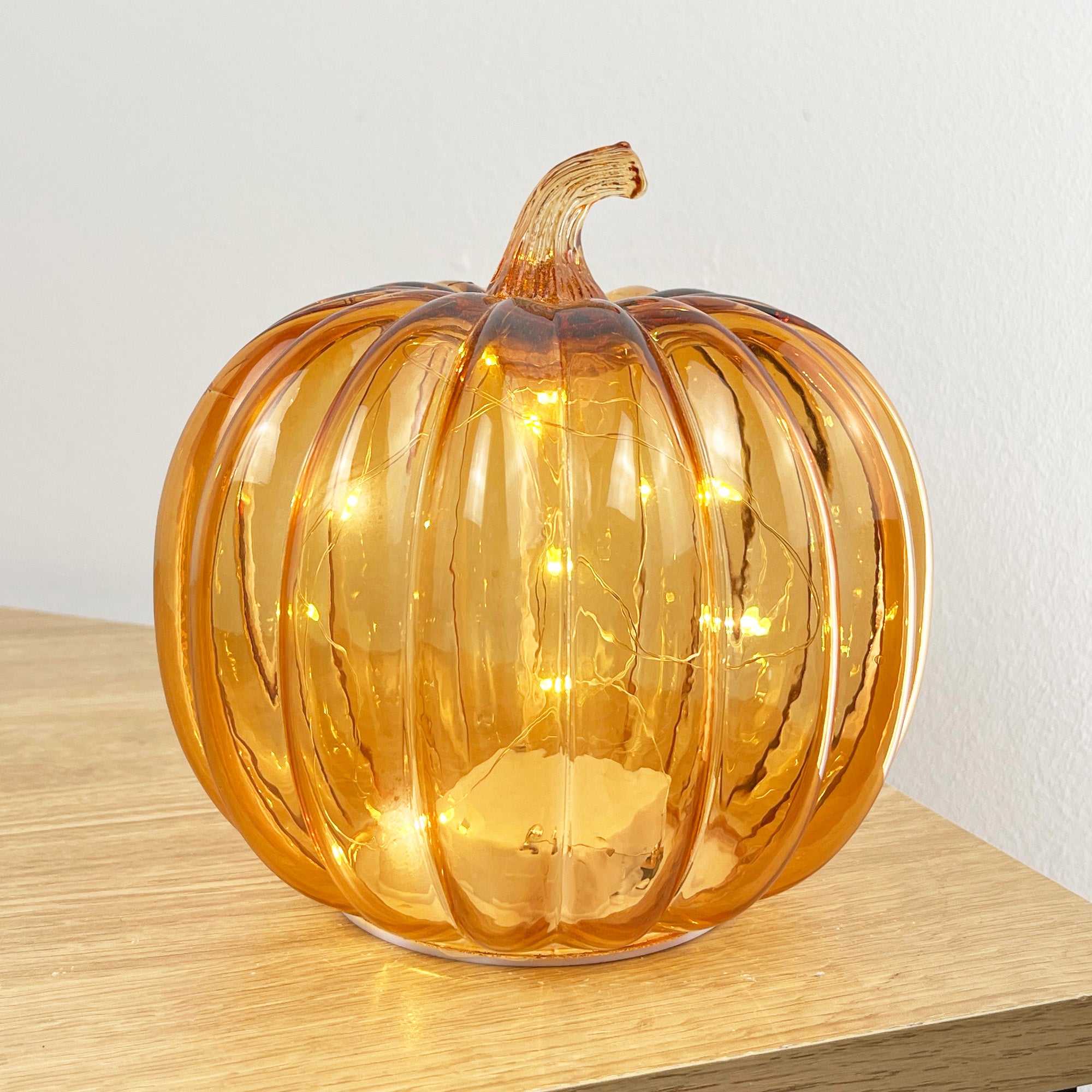 16cm Orange Glass Apple Ornament / LED Mood Light