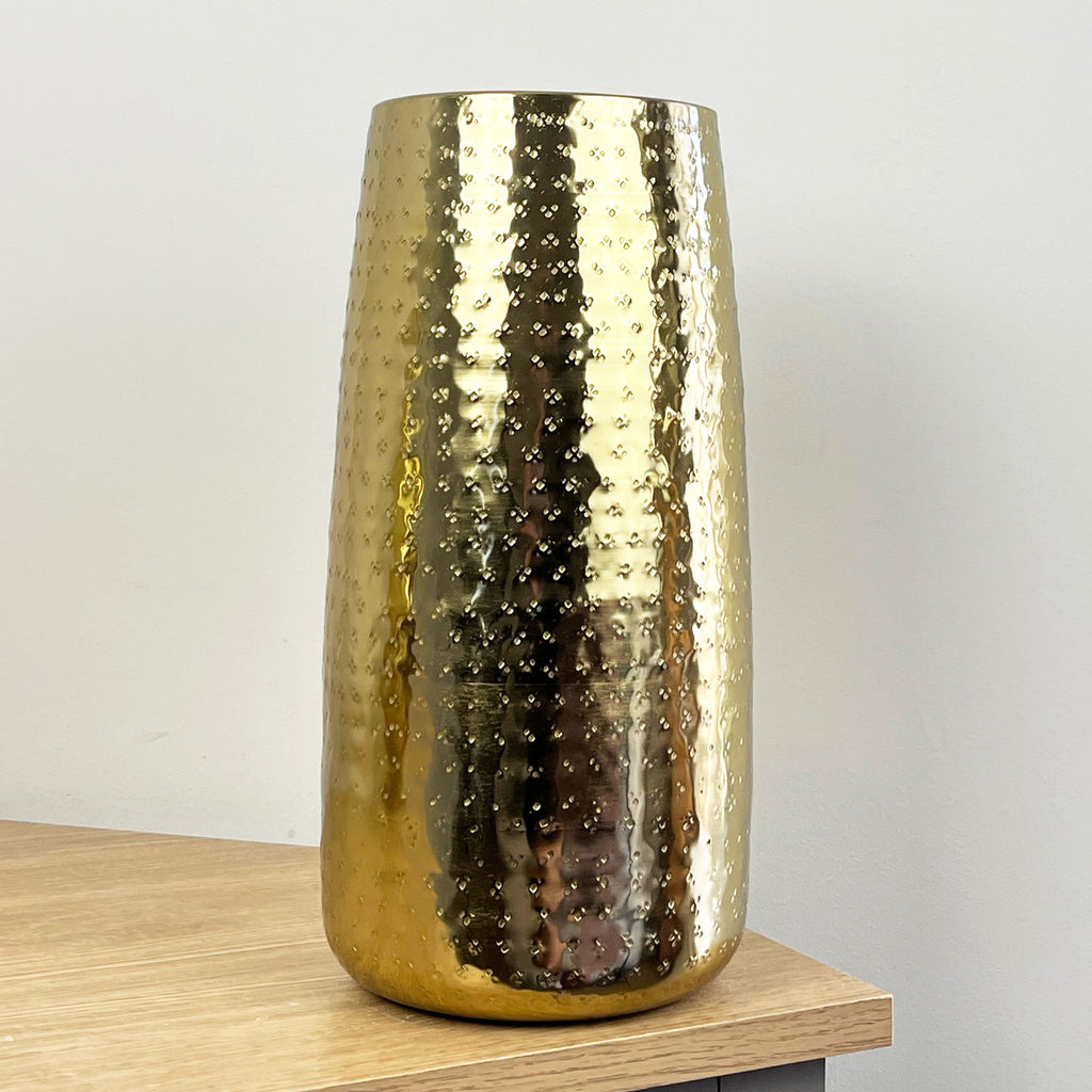 32cm Tall Large Decorative Metal Vase for Flowers – Gold