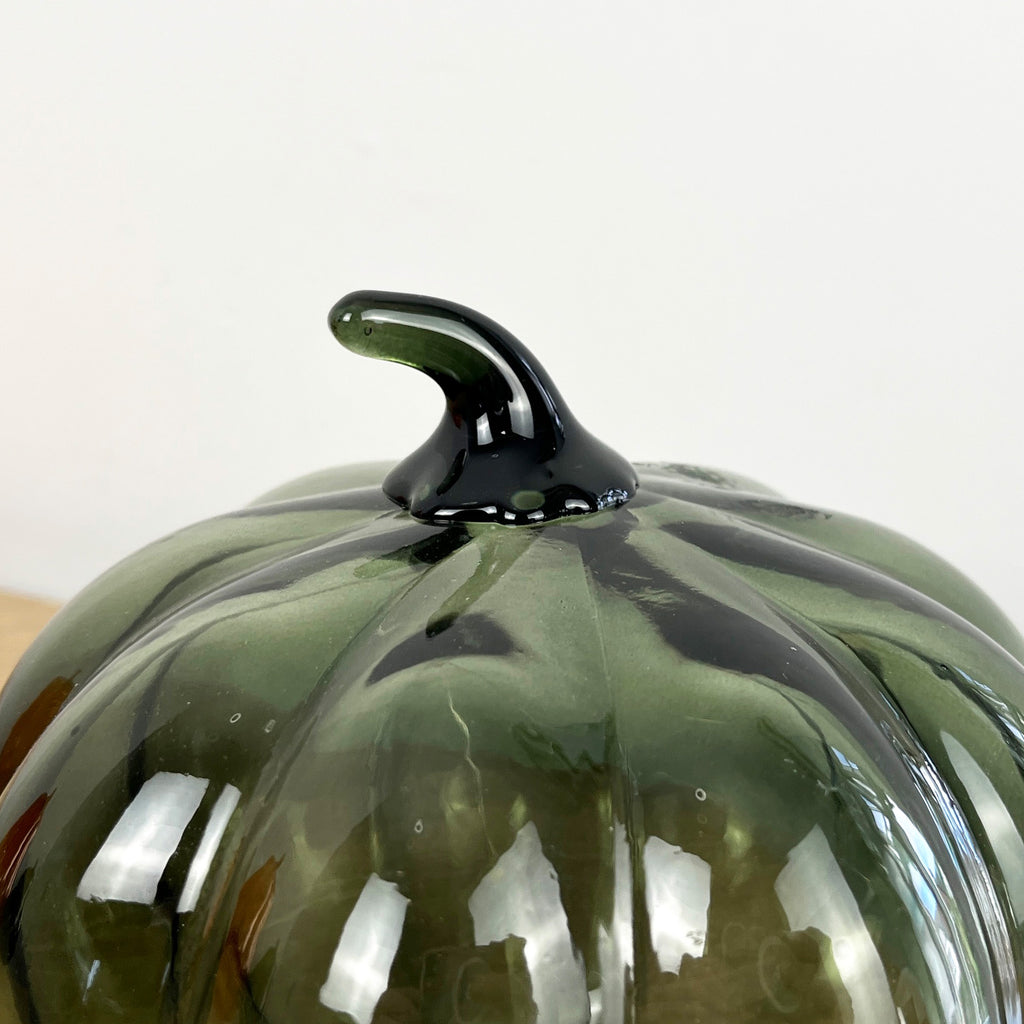 13.5cm Green Glass Pumpkin Ornament / LED Mood Light