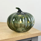 13.5cm Green Glass Pumpkin Ornament / LED Mood Light