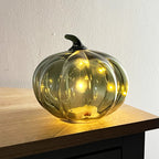 13.5cm Green Glass Pumpkin Ornament / LED Mood Light