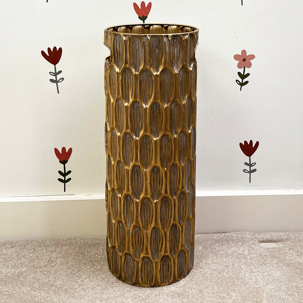 55.5cm Large Indoor Umbrella Stand / Holder - Antique Gold Finish