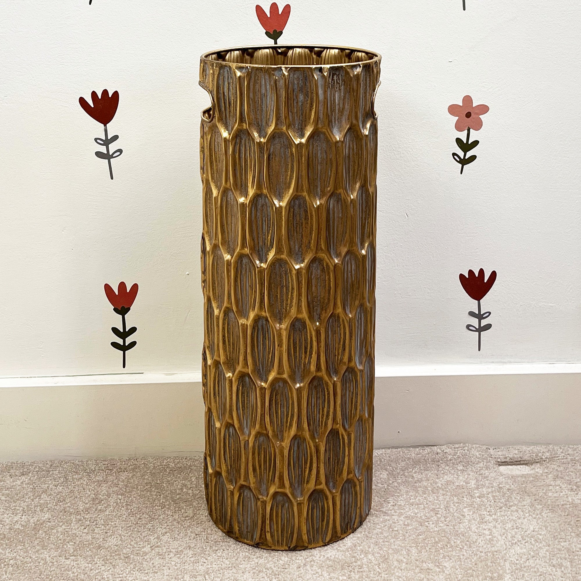 55.5cm Large Indoor Umbrella Stand / Holder - Antique Gold Finish
