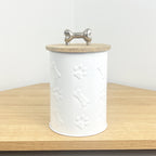 Dog Treat Jar - White Metal