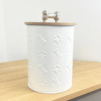 Dog Treat Jar - White Metal