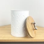 Dog Treat Jar - White Metal