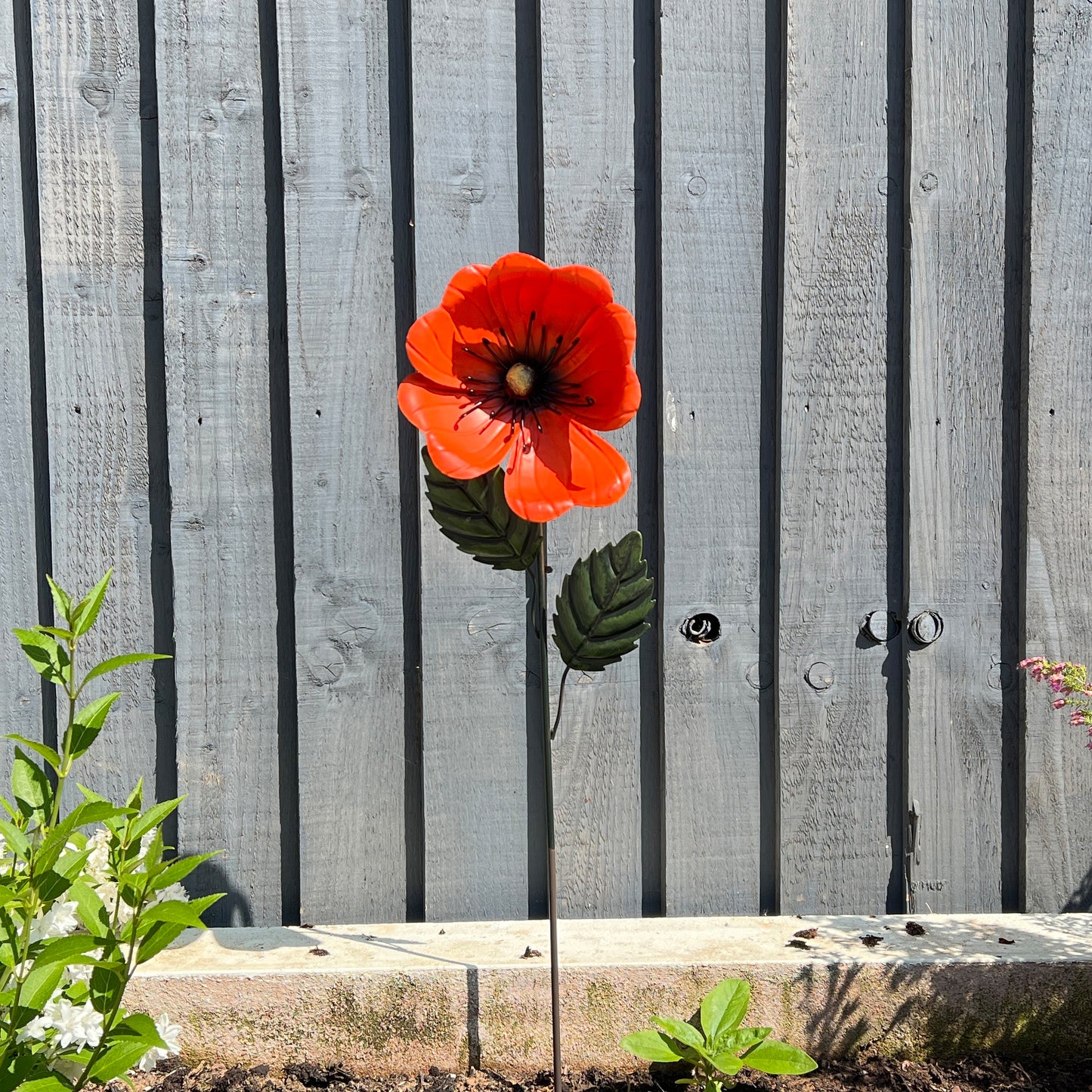 Metal Poppy Garden Stake Ornament