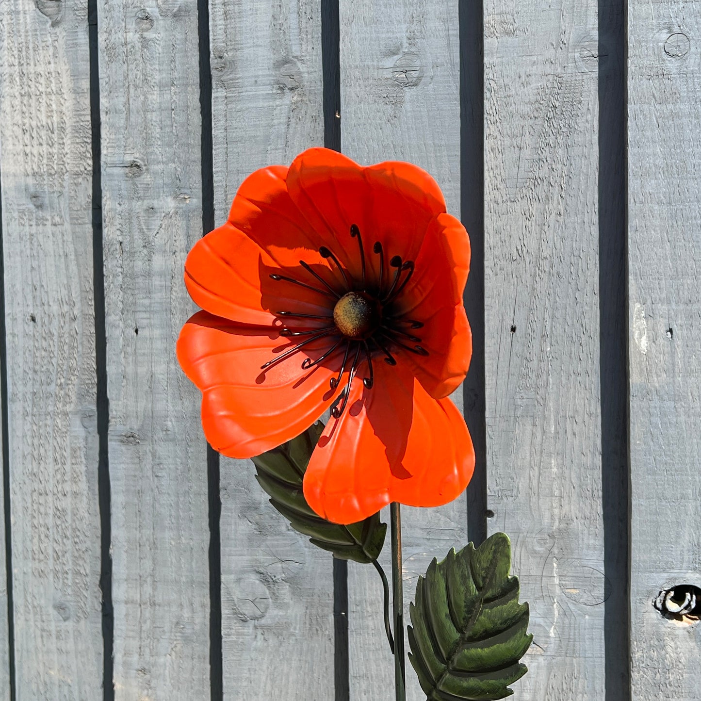 Metal Poppy Garden Stake Ornament