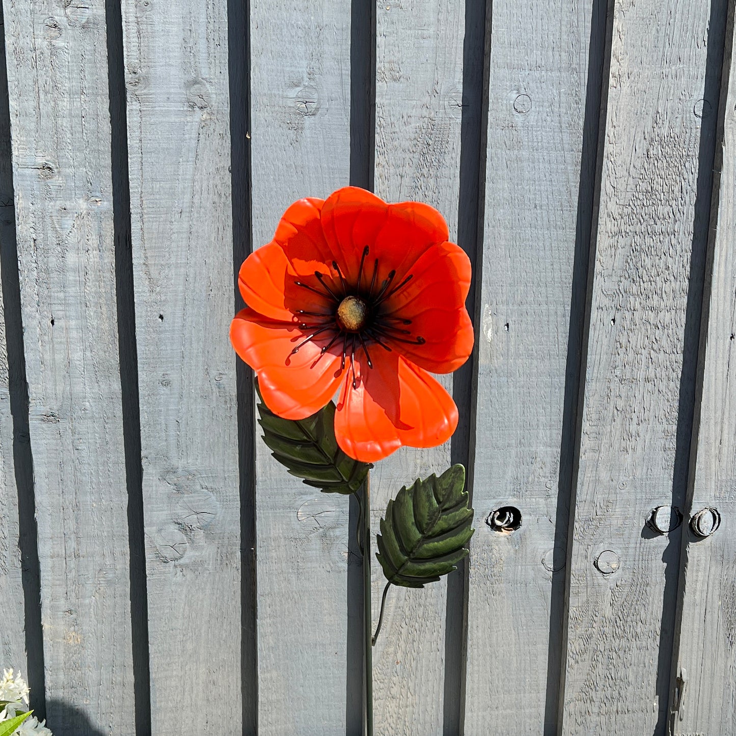 Metal Poppy Garden Stake Ornament