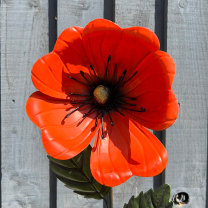 Metal Poppy Garden Stake Ornament