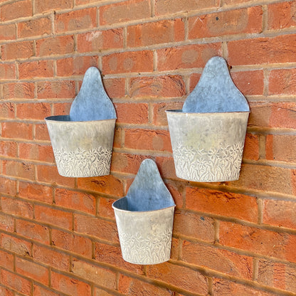 Set of 3 Wall Mounted Floral Garden Planters