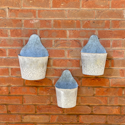 Set of 3 Wall Mounted Floral Garden Planters