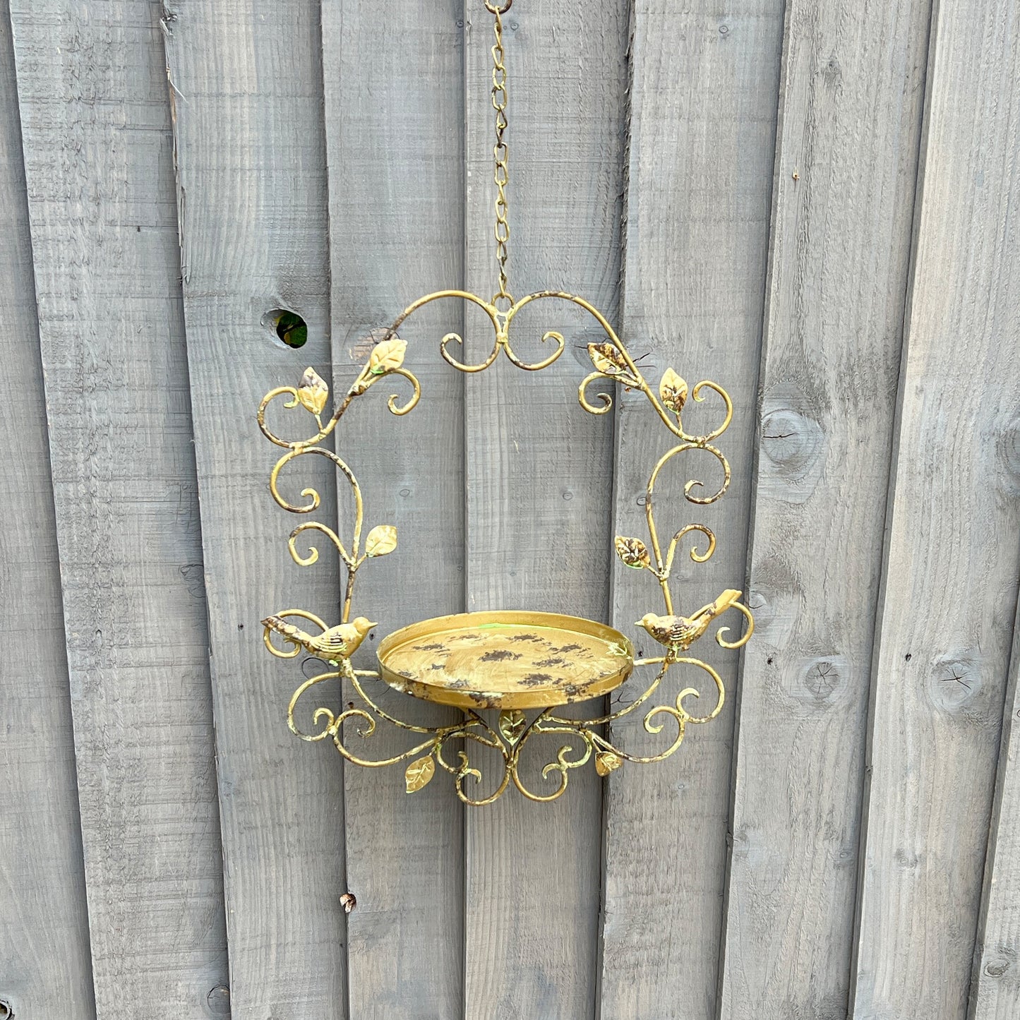 Vintage Hanging Bird Feeder Dish - Birds