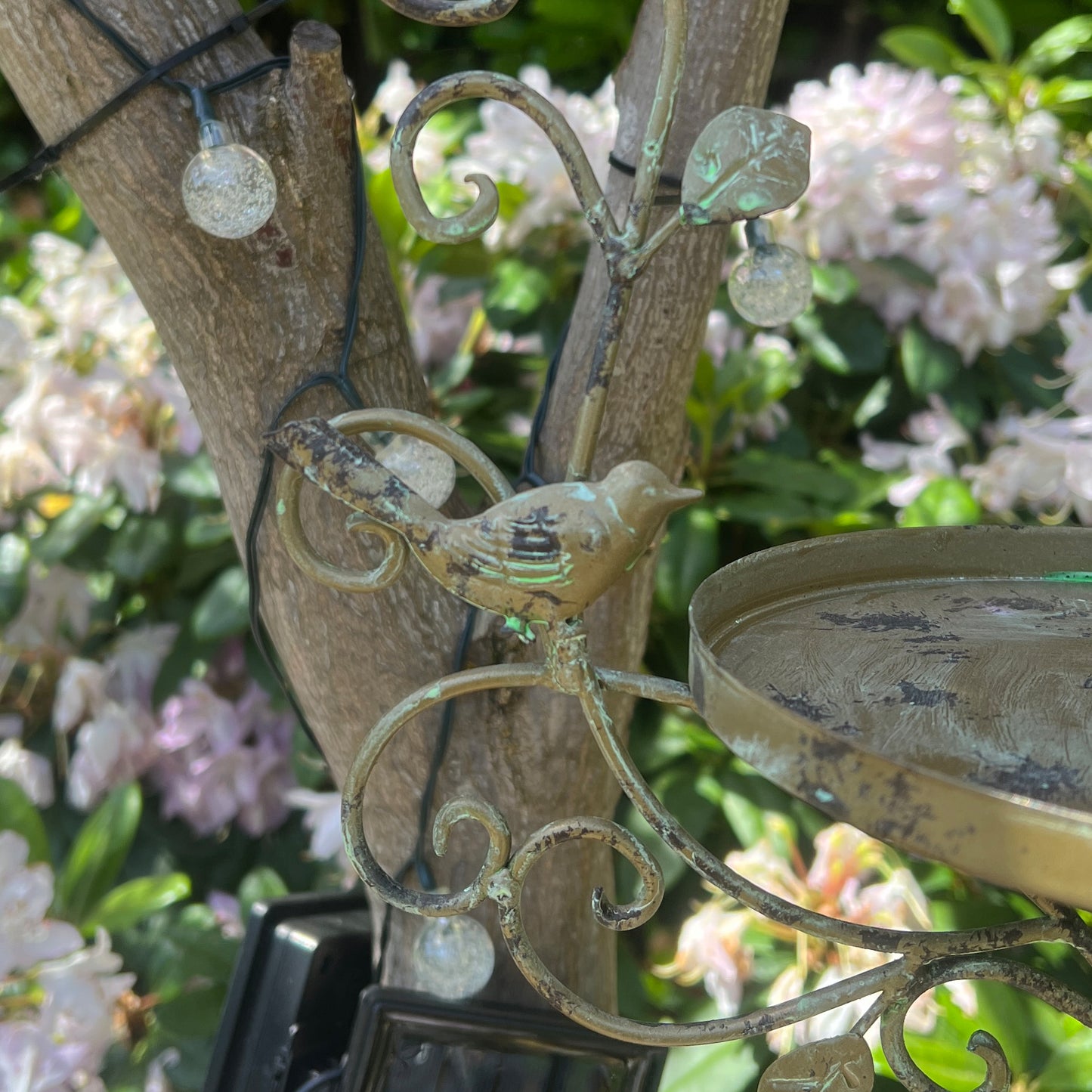 Vintage Hanging Bird Feeder Dish - Birds