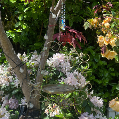 Vintage Hanging Bird Feeder Dish - Birds