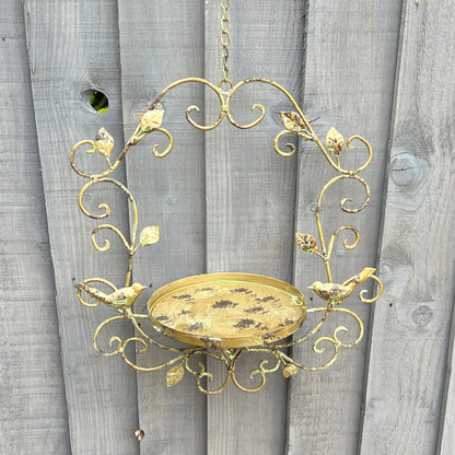 Vintage Hanging Bird Feeder Dish - Birds