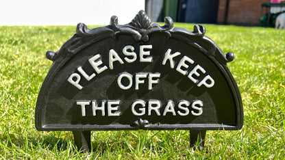 'Please keep of the grass' Cast Iron Sign Stake