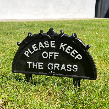 'Please keep of the grass' Cast Iron Sign Stake