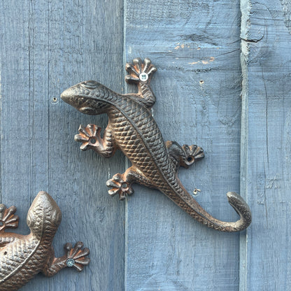 Set of 3 Cast Iron Gecko Wall Decorations