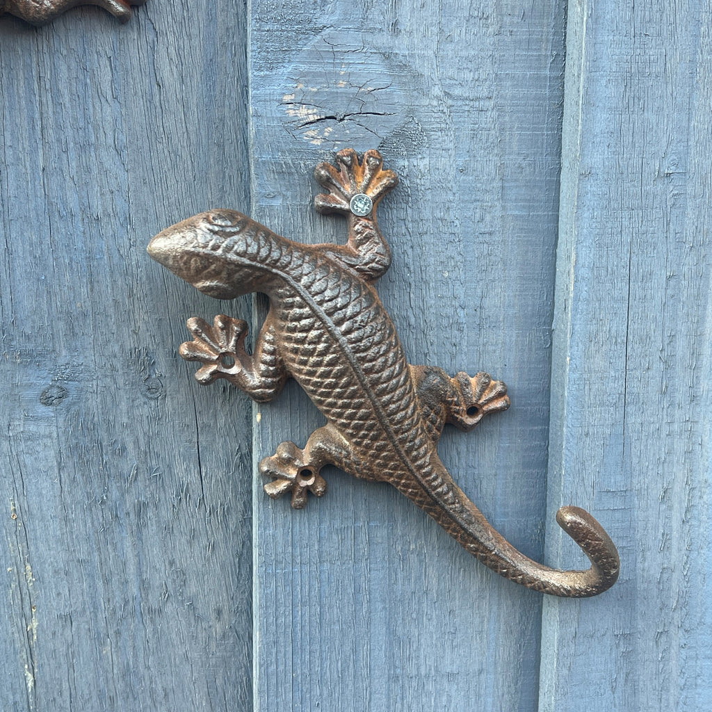 Set of 3 Cast Iron Gecko Wall Decorations