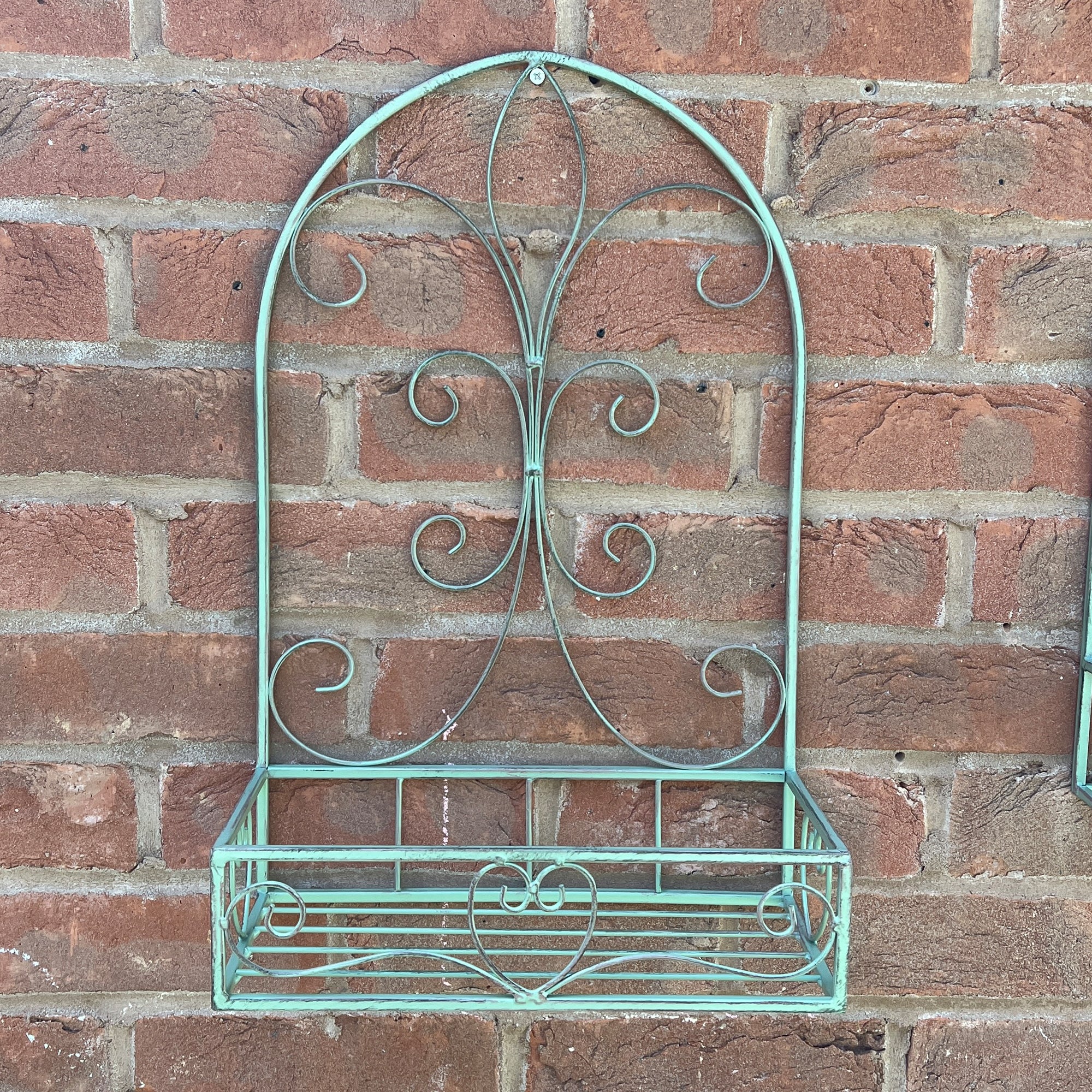 Set of 2 Vintage Style Wall Mounted Outdoor Planter Shelves