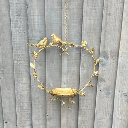 Vintage Heart Hanging Bird Feeder Dish - Birds