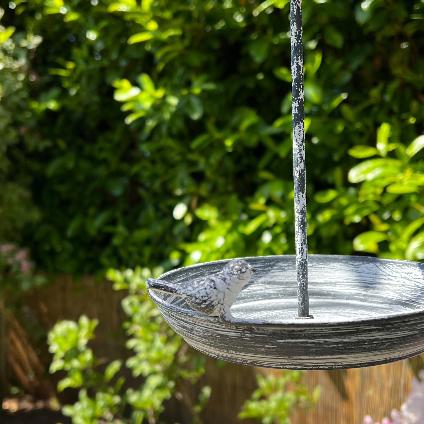 Hanging Bird Feeder - Grey White Washed Finish