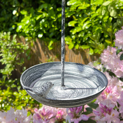 Hanging Bird Feeder - Grey White Washed Finish