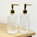 2 x 400ml Glass Lotion Dispenser with Pump - Clear