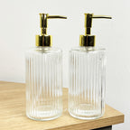 2 x 400ml Glass Lotion Dispenser with Pump - Clear