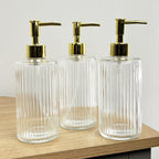 3 x 400ml Glass Lotion Dispenser with Pump - Clear