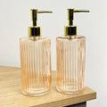 2 x 400ml Glass Lotion Dispenser with Pump - Peach