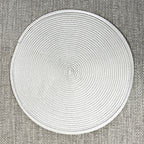 4 x 38cm Pastel Grey Round Place Mats Table Settings - Woven Fabric