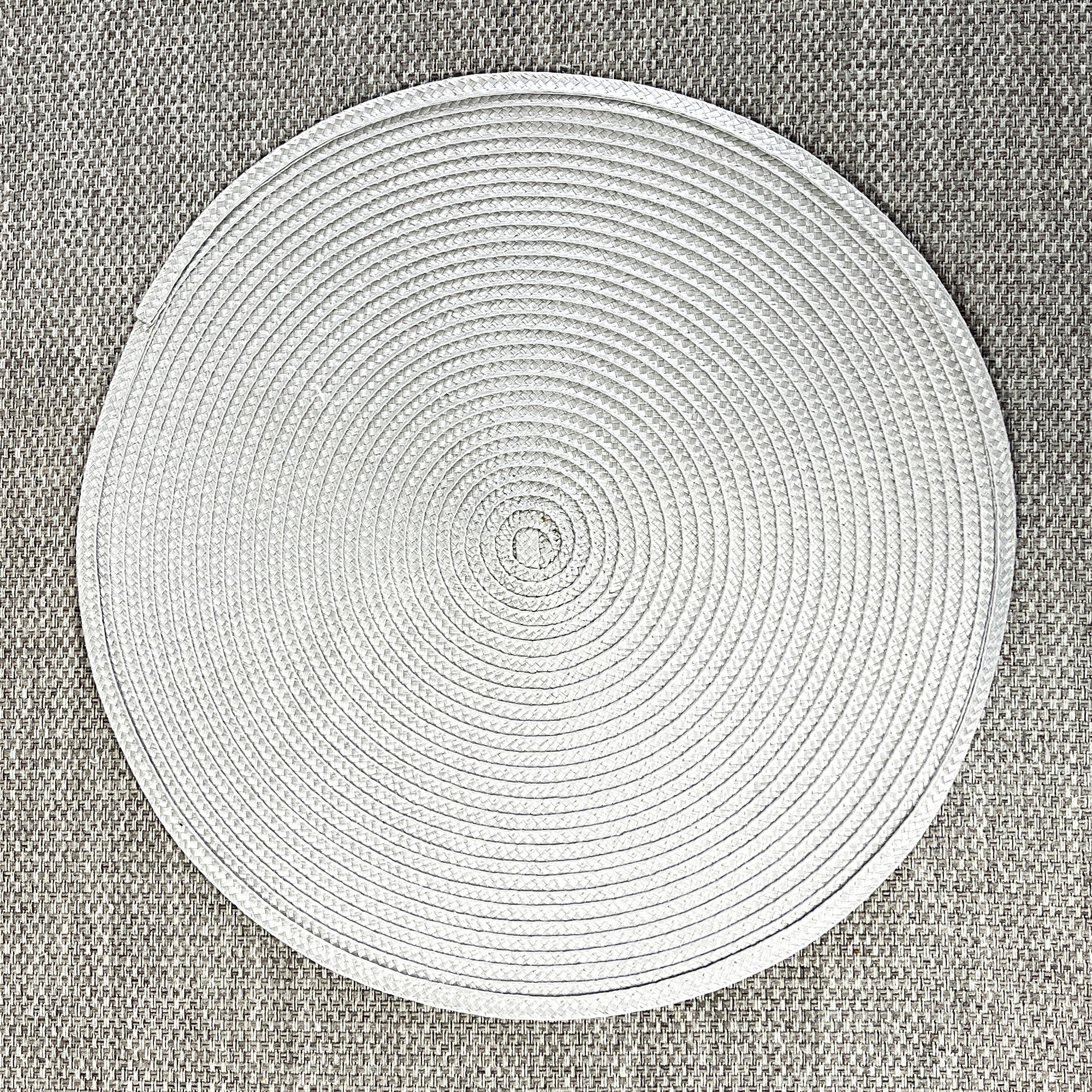 4 x 38cm Pastel Grey Round Place Mats Table Settings - Woven Fabric
