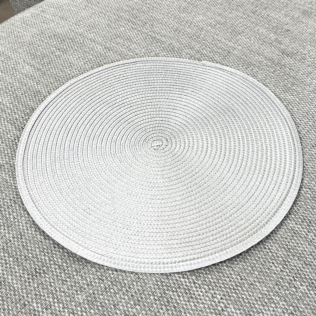 4 x 38cm Pastel Grey Round Place Mats Table Settings - Woven Fabric