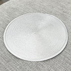 4 x 38cm Pastel Grey Round Place Mats Table Settings - Woven Fabric