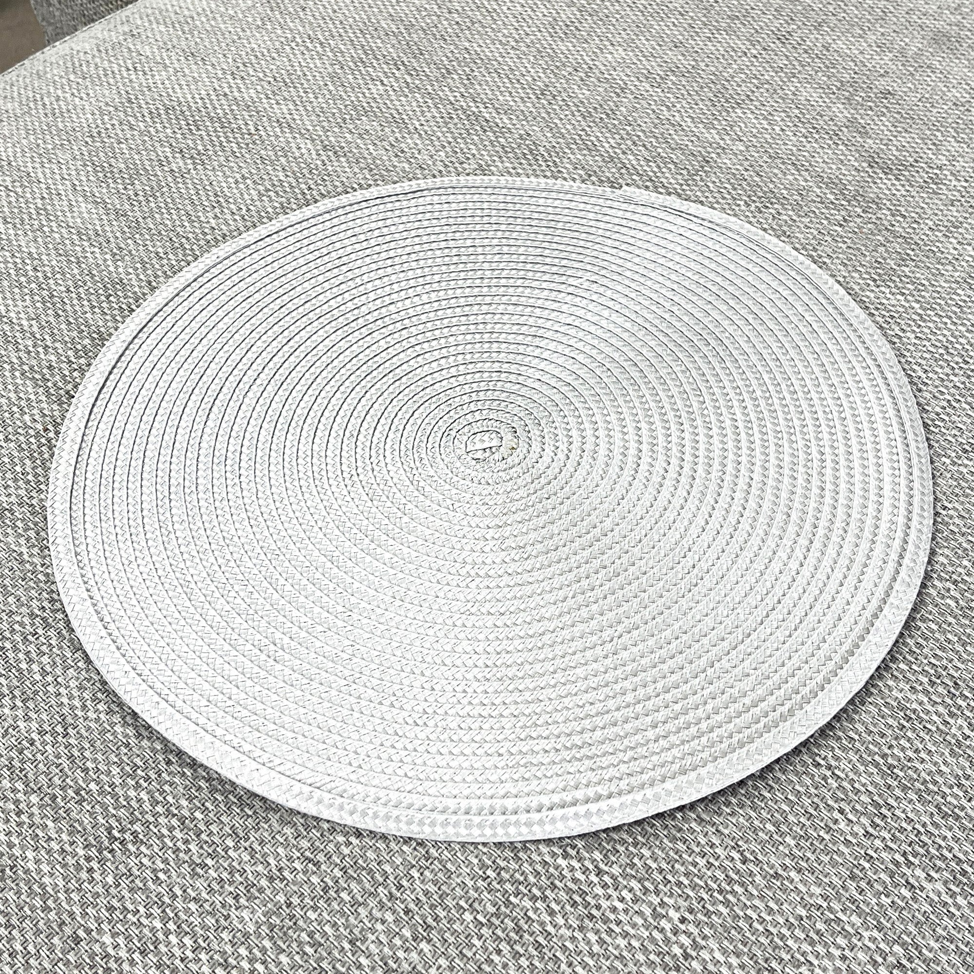 4 x 38cm Pastel Grey Round Place Mats Table Settings - Woven Fabric