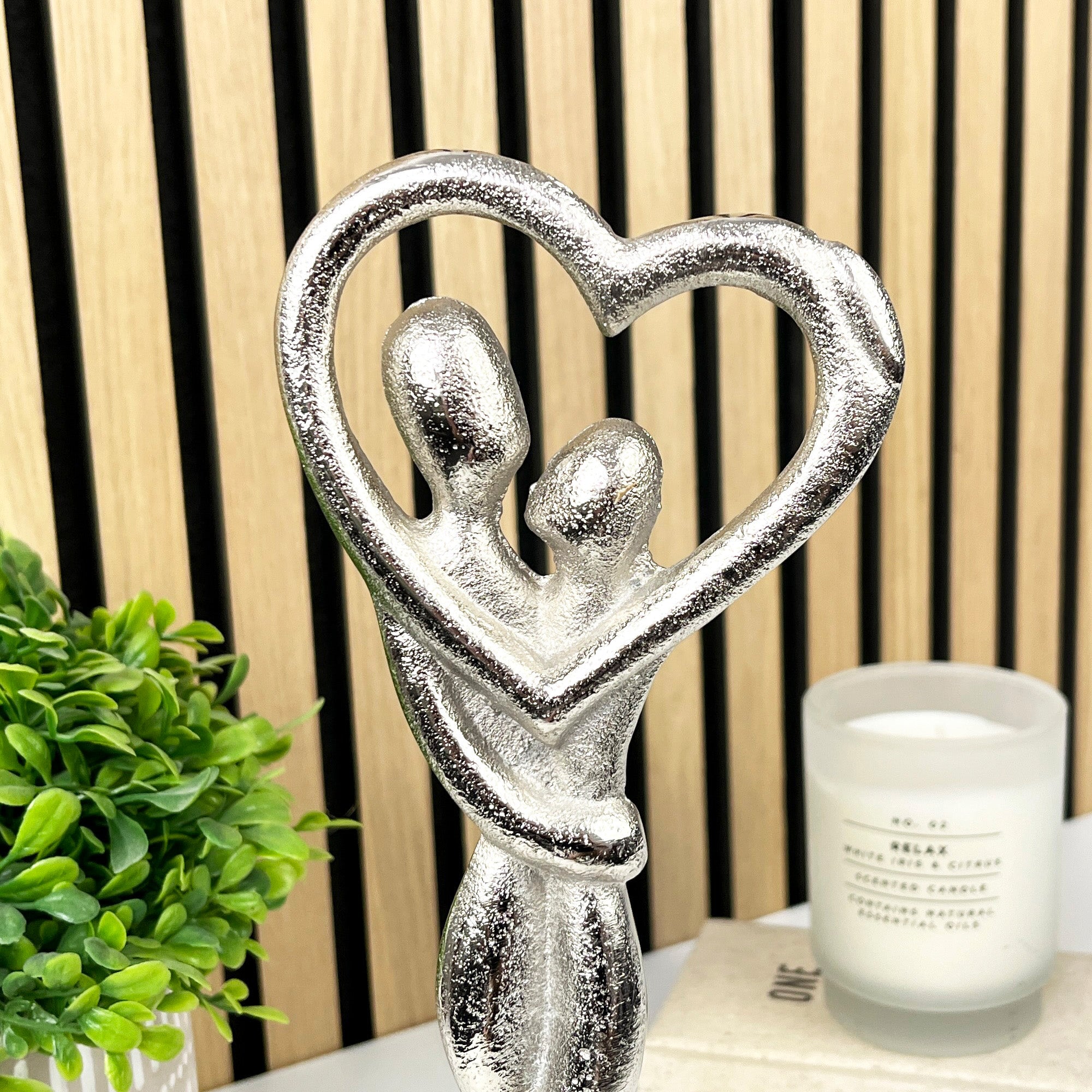 30cm Metal Couple on Wood Ornament