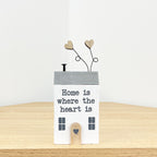 Cute Rustic House Ornament - 'Home Is Where The Heart Is' Sentimental Block / Sign