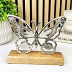15.5cm Metal Butterfly on Wood Ornament