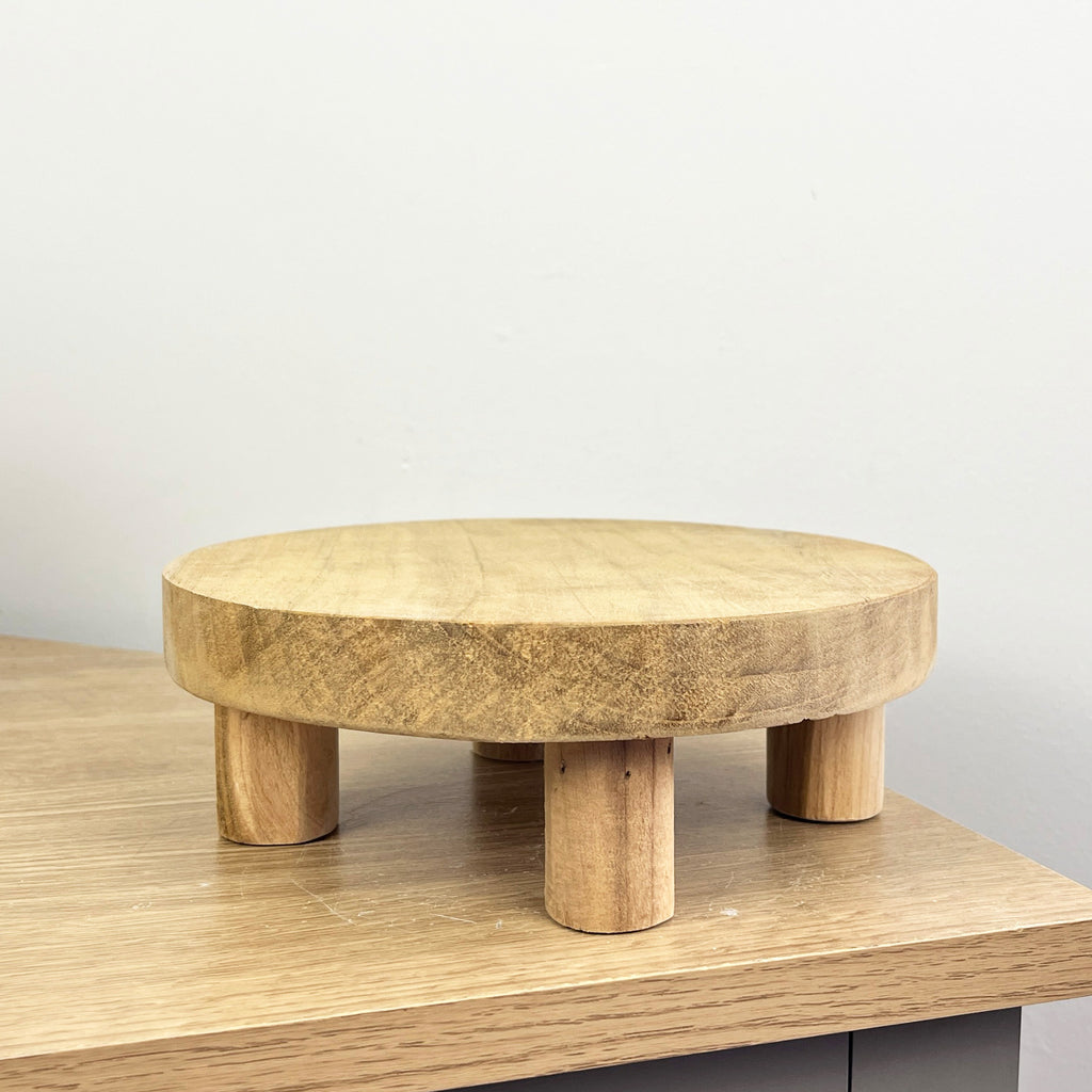 20cm Round Teak Wood Display Board / Plant Pot Stand
