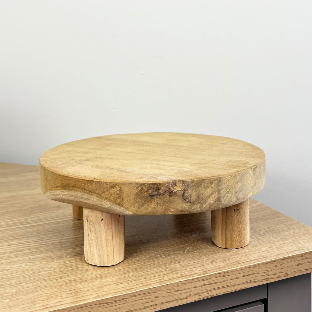 20cm Round Teak Wood Display Board / Plant Pot Stand