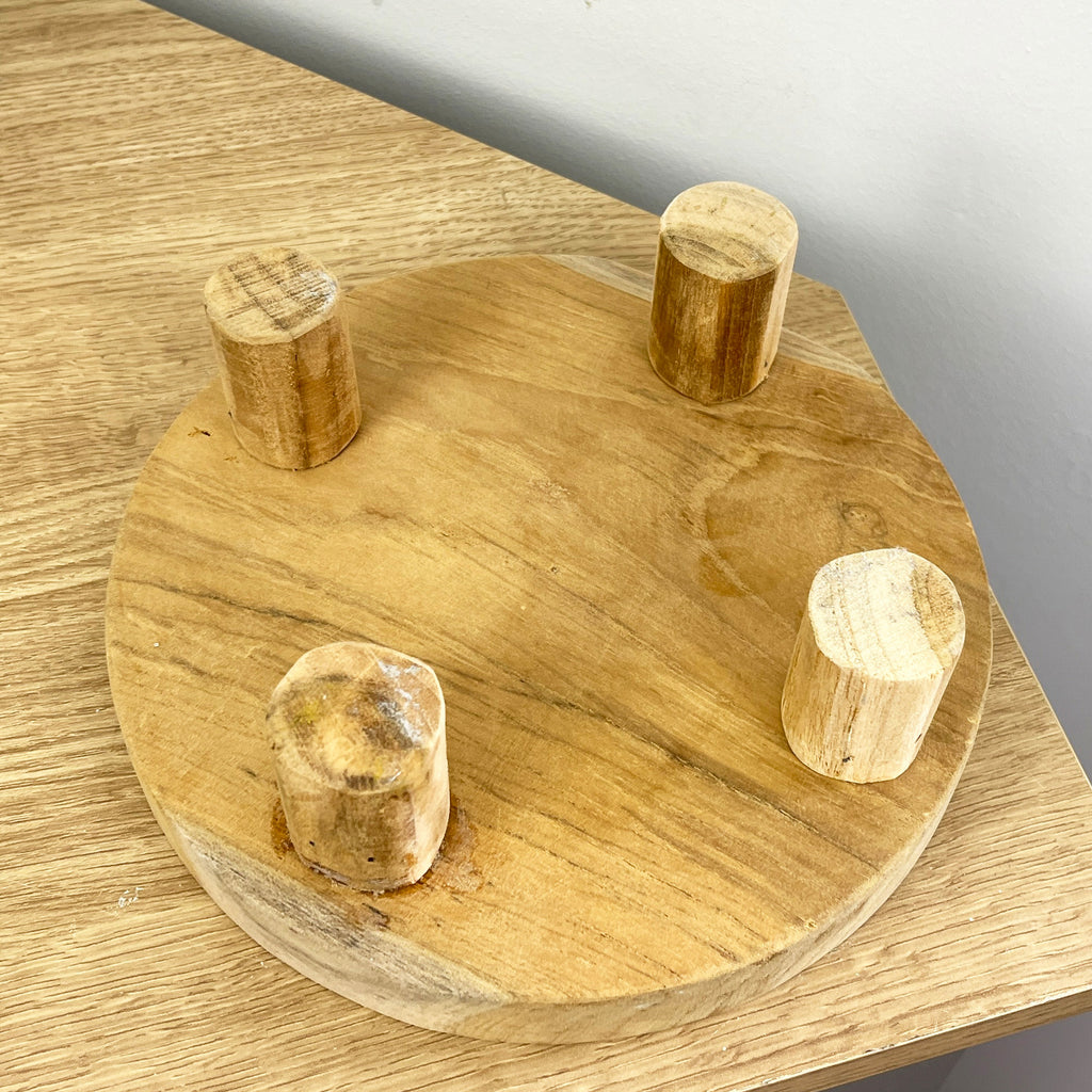 20cm Round Teak Wood Display Board / Plant Pot Stand